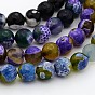 Natural Weathered Agate Faceted Round Beads Strands, Dyed, Grade A