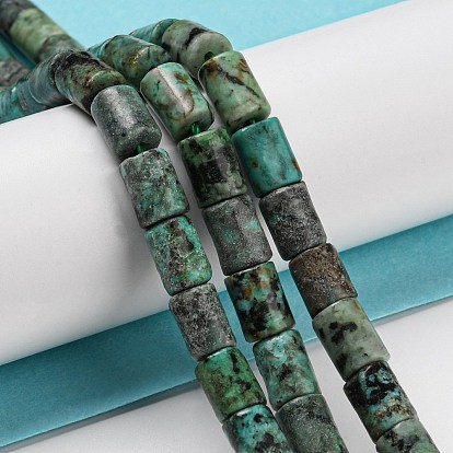 Brins de perles turquoises africaines naturelles (jaspe), colonne