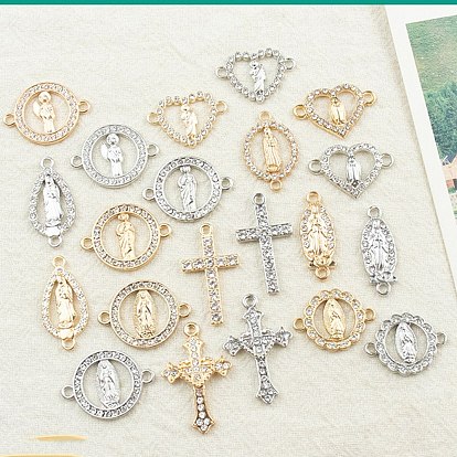 Religion Alloy Pave Clear Cubic Zirconia Virgin Mary Connector Charms