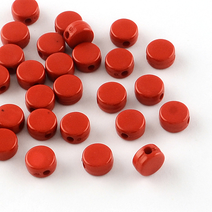 Flat Round Opaque Acrylic Beads, 8x4.5mm, Hole: 2mm, about 2195pcs/500g