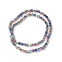 Transparent Electroplated Glass Beads Strands, Multi-color Plated, Faceted(32 Facets), Round