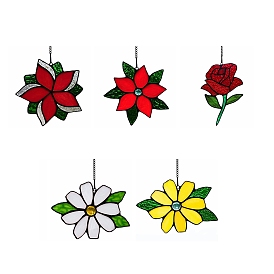 Christmas Stained Acrylic Flower Art Window Planel, for Suncatchers Window Home Hanging Ornaments