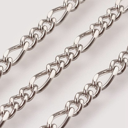 Chapado iónico (ip) hecho a mano 304 cadenas de figaro de acero inoxidable, sin soldar, con carrete