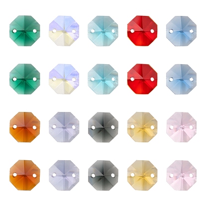 100 piezas 10 conectores de enlaces de vidrio electrochapado de colores, facetados, para cadena de cuentas de prisma de araña, decoración de joyería artesanal diy, octágono