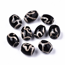 Tibetan Style dZi Beads, Natural Agate Beads, Dyed & Heated, Oval