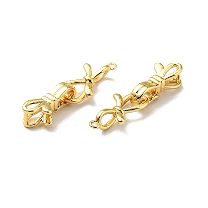 Rack Plating Brass Fold Over Clasps, Cadmium Free & Lead Free, Long-Lasting Plated, Knot