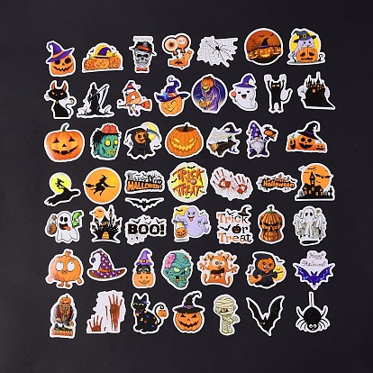 50 pegatinas de dibujos animados impermeables de vinilo holográfico de halloween, calcomanías autoadhesivas para manualidades