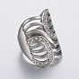 Revestimiento de iones (ip) 304 anillos de diamantes de imitación de acero inoxidable, anillos de banda ancha, hueco