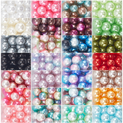 Olycraft 1120 pcs 28 couleurs acrylique imitation perles de perles, perles de sirène gradient, sans trou, ronde