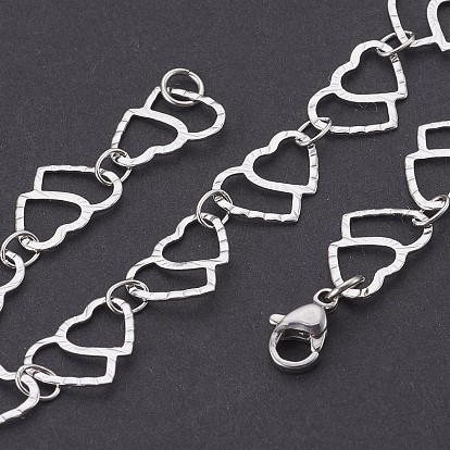 Ion Plating(IP) 304 Stainless Steel Chain Bracelets, with Lobster Claw Clasps, Heart