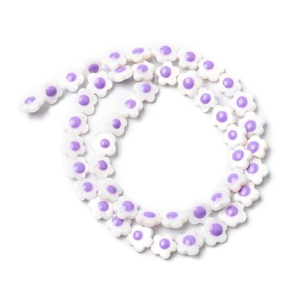 Brins de perles en émail de coquille d'eau douce naturelle, fleur