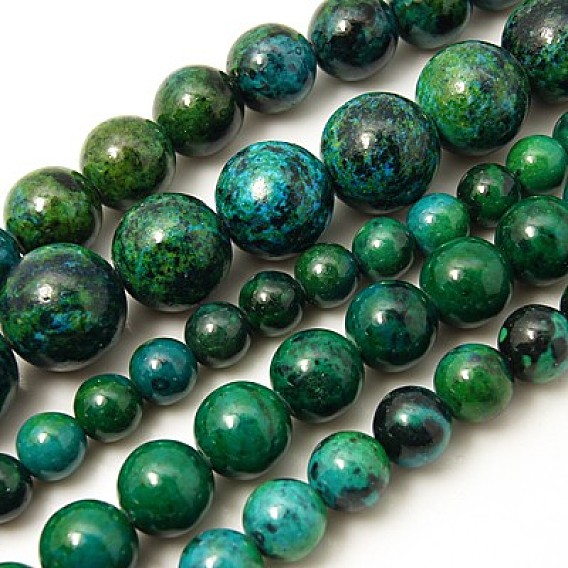 Perles synthétiques chrysocolla brins, teint, ronde