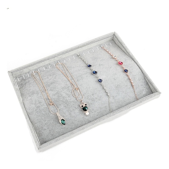 Bandeja expositora de collares de terciopelo, soporte organizador de joyas para guardar collares, Rectángulo