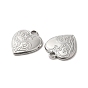 Placage ionique (ip) 304 pendentifs en acier inoxydable, charme coeur