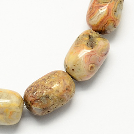 Perles de pierres précieuses en forme de baril agate fou naturel de pierre brins, 15x10mm, Trou: 1mm, Environ 25 pcs/chapelet, 15.3 pouce