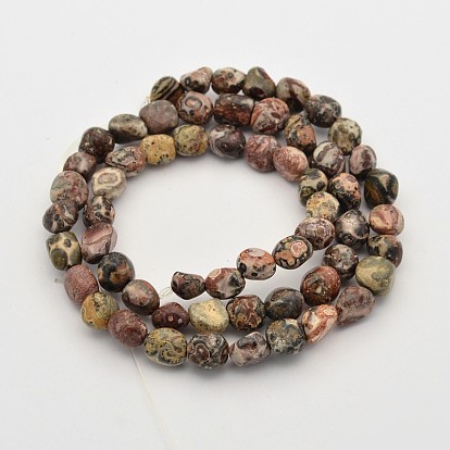 Natural Leopard Skin Jasper Bead Strands, Tumbled Stone, Nuggets, 5~7x5~7mm, Hole: 1mm, about 15.7 inch