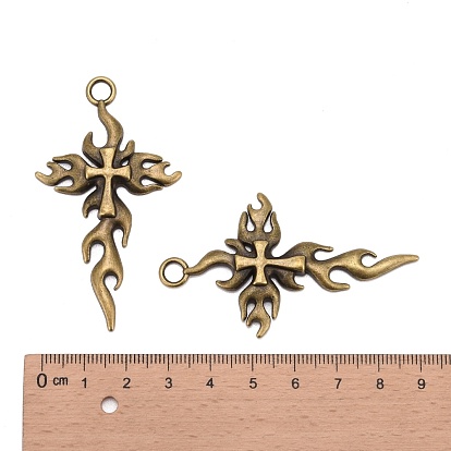 Tibetan Style Alloy Tribal Cross Big Gothic Alloy Pendants, Lead Free and Cadmium Free, about 62mm long, 35mm wide, 5mm thick, hole: 4.5mm