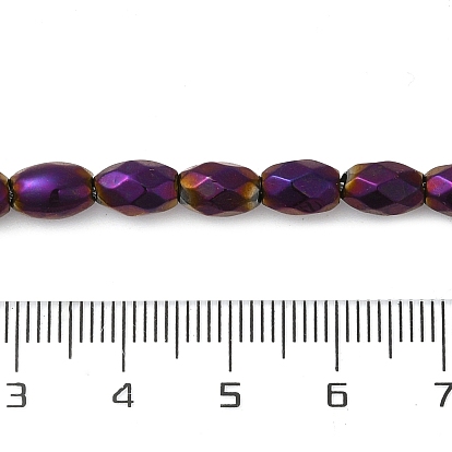 Brins de perles d'hématite synthétiques magnétiques fortes galvanisées, ovale à facettes
