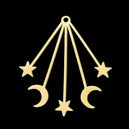 Placage ionique (ip) 201 pendentifs en acier inoxydable, Coupe au laser, lune avec étoile