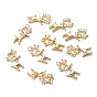Christmas Real 18K Gold Plated Brass Micro Pave Cubic Zirconia  Pendants, with Jump Ring, Deer