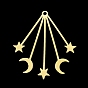 Placage ionique (ip) 201 pendentifs en acier inoxydable, Coupe au laser, lune avec étoile