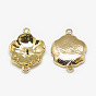Brass Cabochon Connector Settings, Flower, Real 18K Gold Plated