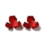 Rubberized Style Opaque Acrylic Bead Caps, Frosted, 3-Petal Flower
