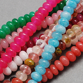 Natural Jade Bead Strands, Dyed, Rondelle