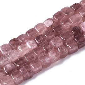 Naturel de fraise de quartz brins de perles, cube