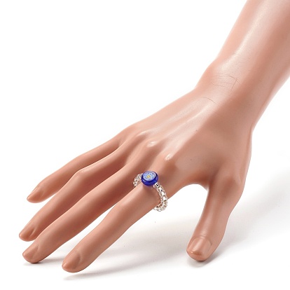 Sunflower Handmade Millefiori Glass Beads Finger Ring for Kid Teen Girl Women, Transparent Glass Seed Beads Ring