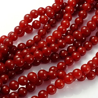 Gemstone Beads Strands, Carnelian, Dyed, Round, FireBrick, 10mm, Hole: 1.2mm, about 39pcs/strand, 15~16 inch