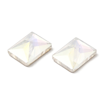 K5 Glass Rhinestone Cabochons, Flat Back & Back Plated, Faceted, Rectangle