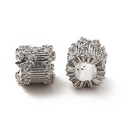 Placage en rack laiton micro pavé de zircone cubique perles européennes, Perles avec un grand trou   , plaqué longue durée, sans cadmium et sans plomb, colonne