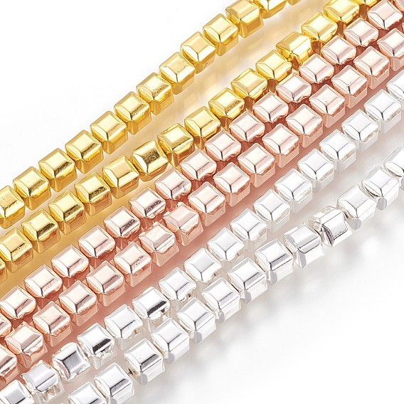 Electroplated Non-magnetic Synthetic Hematite Beads Strands, Long-Lasting Plated, Faceted, Square