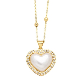 Plastic Pendant Necklaces, with Brass Micro Pave Cubic Zirconia Finding, Heart