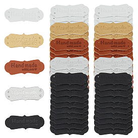 Étiquettes en simili cuir, étiquette en relief à la main, avec des trous, pour les jeans de bricolage, , , accessoires de chapeau, rectangle avec mot fait main avec amour