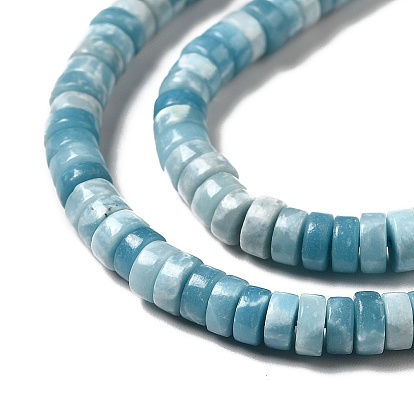 Brins de perles pierres fines naturelles , imitation de larimar, teint, perles heishi, Plat rond / disque, bleu ciel