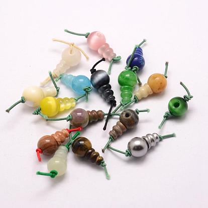 Synthetic Mixed Stone 3 Hole Guru Beads, T-Drilled Beads, For Buddhist Jewelry Making, Dyed