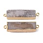 Electroplated Natural Druzy Agate Links/Connectors, Golden, Rectangle