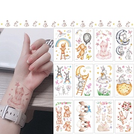 Autocollants en papier de tatouages temporaires amovibles à motif de lapin