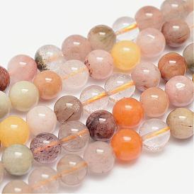 Rutile rangées de perles de quartz naturels, ronde