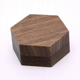 Коробка из черного ореха, откидная крышка, с магнитной застежкой, шестиугольник
