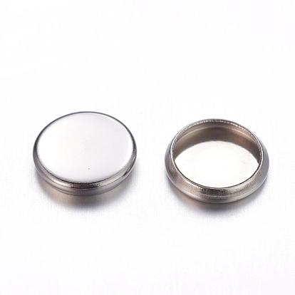 Flat Round 304 Stainless Steel Plain Edge Bezel Cups, Cabochon Settings
