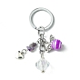 Porte-clés pendentif cœur en alliage et puces de pierres précieuses avec chamr en acrylique ange, pour l'ornement de sac de clé de voiture