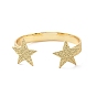 Brass Double Star Open Cuff Bangle for Women, Cadmium Free & Nickel Free & Lead Free