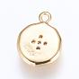 Brass Charms, with Cubic Zirconia, Flat Round with Star