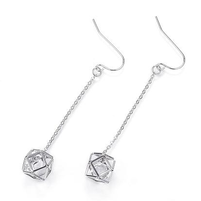 304 définit bijoux en acier inoxydable, Boucles d'oreilles et colliers pendentifs, Hexagone avec strass en verre