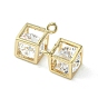 Brass Cubic Zirconia Charms, Cube Charm