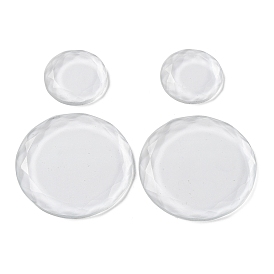 Glass Cabochons, Flat Back, Faceted, Flat Round