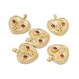 Rack Plating Brass Micro Pave Cubic Zirconia Pendants,  Cadmium Free & Nickel Free & Lead Free, Heart with Owl